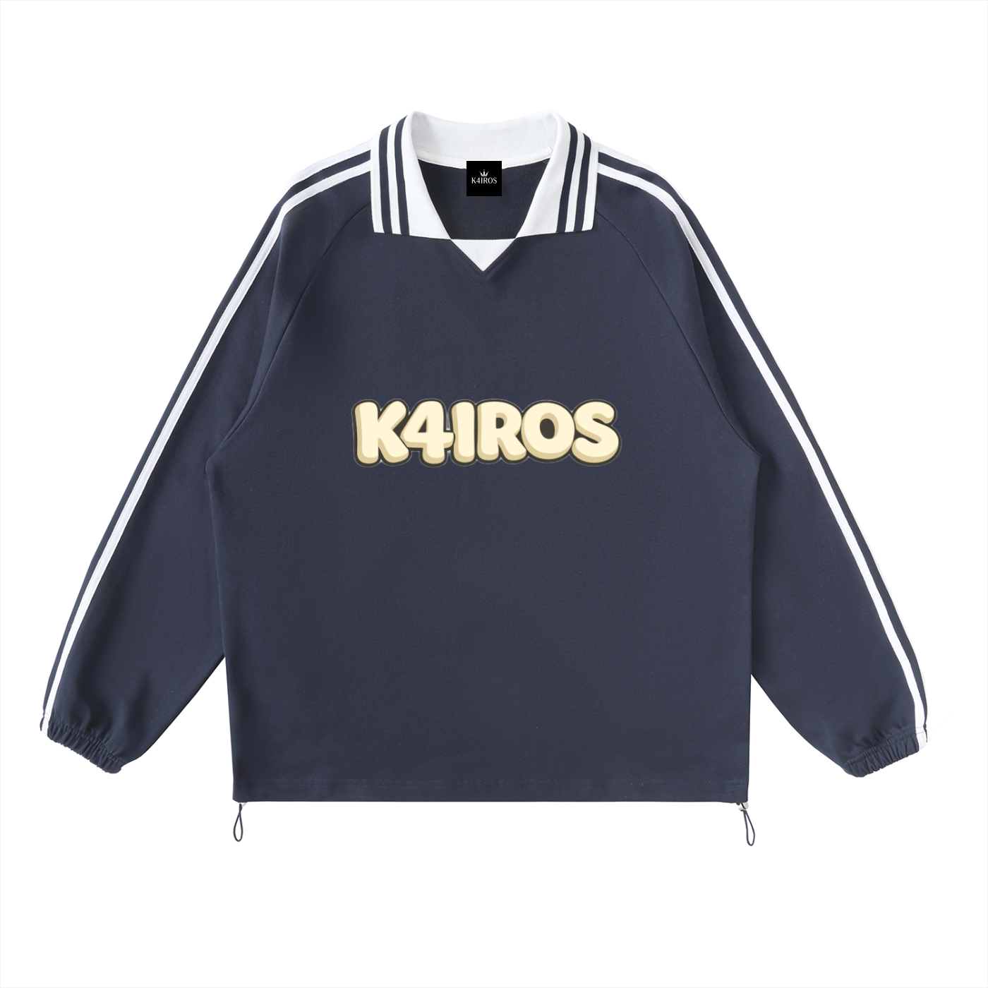 Contrast Striped Lapel Collar Sweatshirt