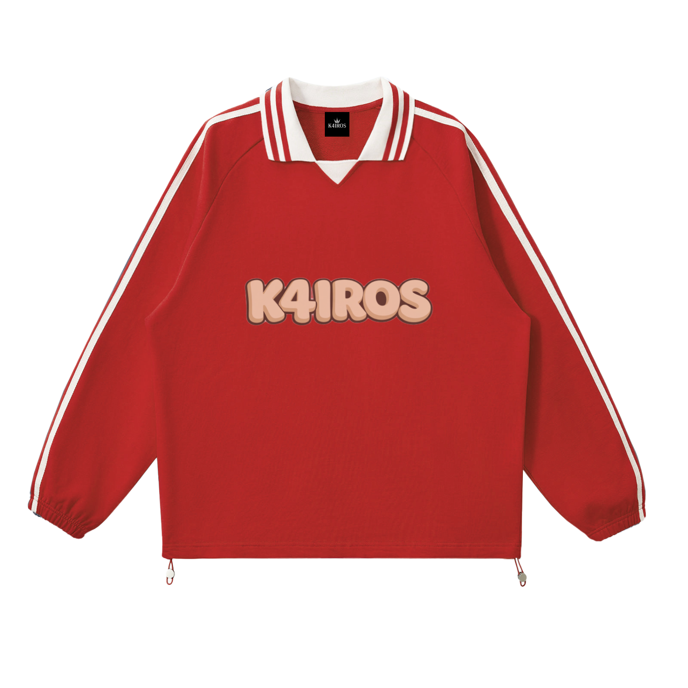 Contrast Striped Lapel Collar Sweatshirt