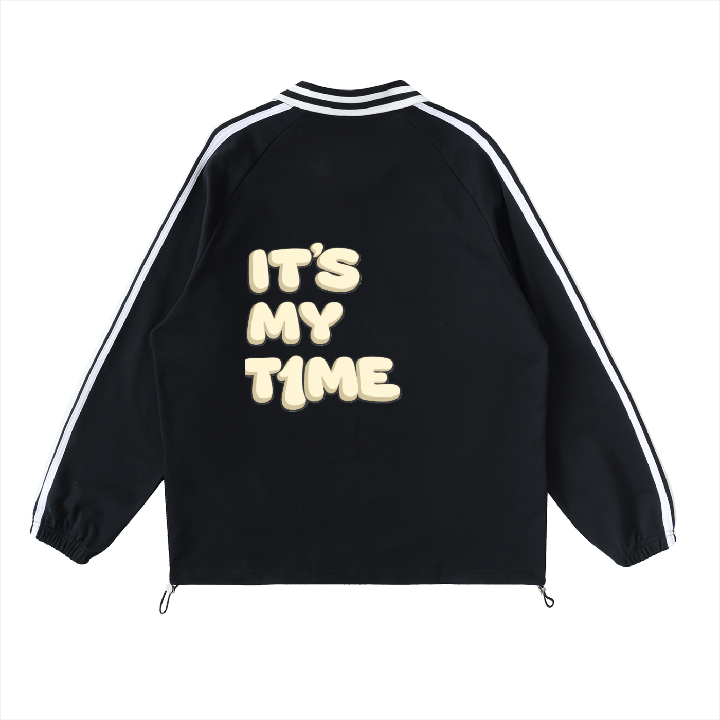 Contrast Striped Lapel Collar Sweatshirt