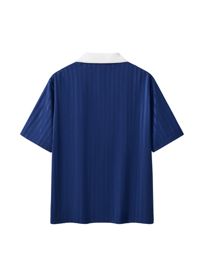 Contrast Collar Striped Soccer Jersey